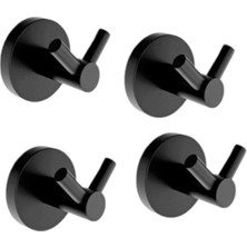 Paslanmaz Siyah Duvara Monte 4’lü Havlu Askısı Seti