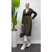 Tesettür Diyarı Bağcıklı Tesettür Mevsimlik Kap-Haki