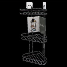 3 Katlı Siyah Metal Köşe Rafı, Şık ve Dayanıklı Ev Dekorasyonu Parçası