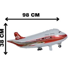 Festilo Folyo Uçak Balon Kırmızı Beyaz Helyum Uyumlu 98×38 cm Dogum Günü Parti Balonu