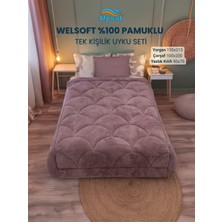 Uysal Yorgan Welsoft Akfil Midye Desen Tek Kişilik Uyku Seti