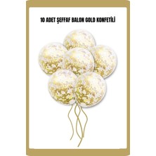 Festilo Şeffaf Balon Pul Konfetili 10 Adet Parti Doğum Günü