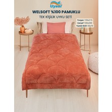 Uysal Yorgan Welsoft Akfil Midye Desen Tek Kişilik Uyku Seti