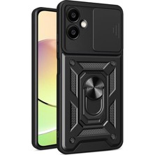 Buğz Samsung Galaxy A06 Kılıf Pars Lens Yüzüklü Silikon - Siyah