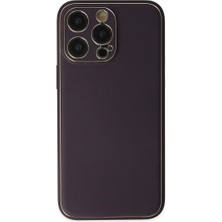 Buğz Iphone 13 Pro Max Kılıf Coco Deri Silikon Kapak - Derin Mor