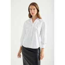 Masha Kate Organik Pamuklu Açık Yaka Gömlek