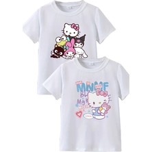 Makiteks 2li Kaliteli Pamuk Penye Kız Çocuk Baskılı Tshirt 5 6 7 8 9 10 11 12 13 14 Yaş Hello Kitty