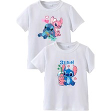 Makiteks 2li Kaliteli Pamuk Penye Kız Çocuk Baskılı Tshirt 5 6 7 8 9 10 11 12 13 14 Yaş Lilo