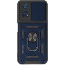 Buğz Xiaomi Poco M4 Pro 4g Kılıf Pars Lens Yüzüklü Silikon - Lacivert