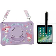 Ennar Huawei Matepad Se 11 Inç Uyumlu Cute Dolls Askılı Standlı Tablet Kılıfı+Tablet Kalemi+Kırılmaz Cam Ekran Koruyucu