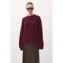 Jolamier Oversize Örgü Kazak Bordo