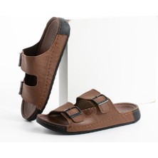 BirrBazaar Erkek Deri (Suni)Ortopedik Rahat Taban Dikişli Şık Ev Dışarı Erkek Terlik