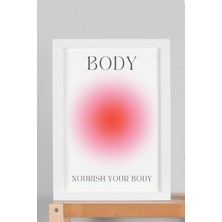 Satürn Design Nourish Your Body Çerçeveli Tablo Kırmızı Pembe Aura Enerji Renkleri - Bedenine Iyi Bak