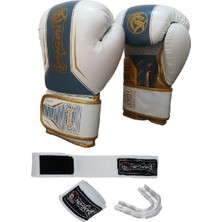 DragonDo Legacy Kick Boks Eldiveni Boks Eldiveni Muaythai Müsabaka Antreman Eldiveni 3'li Set Beyaz Altın