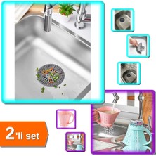 Hereveoyuncak Yuvarlak Silikon Lavabo ve Küvet Gider Süzgeci + Sürahi Şeklinde Pirinç Yıkama Süzgeci - 2li Set V4Q