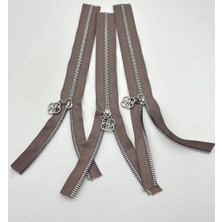 Angel Çanta Aksesuar Başlıklı Fermuar Set 30 cm Gümüş Metal Vizon 3 Adet