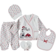 Mdrandy 0-3 Aylık 5 Li Arabalı Zıbın Seti Hastane Çıkış Seti %100 Pamuklu