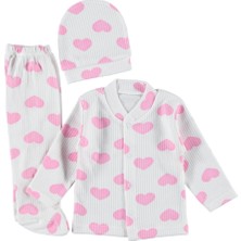 Mdrandy Raporlu Kalp Baskılı Kız Takım 3 Ay %100 Pamuklu,raporlu,kaliteli Bebek Seti