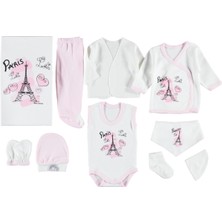 Mdrandy Paris Baskılı 10'lu Zıbın Seti Hastane Çıkışı %100 Pamuklu