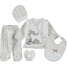 Mdrandy 0-3 Aylık 5 Li Arabalı Zıbın Seti Hastane Çıkış Seti %100 Pamuklu