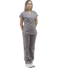 Onora Unisex Soft Likra Gri Hemşire ve Doktor Üniforması ,cerrahi Takım Scrubs  Üniforma