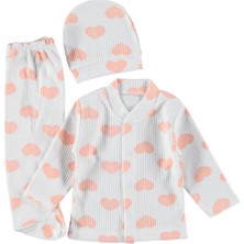 Mdrandy Raporlu Kalp Baskılı Kız Takım 3 Ay %100 Pamuklu,raporlu,kaliteli Bebek Seti