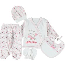 Mdrandy 0-3 Aylık 5 Li Yavrulu Ayı Nakışlı Zıbın Seti Hastane Çıkış Seti %100 Pamuklu