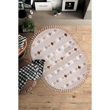 Halı Sepeti Enti Bonn 8807 Bej Oval Iskandinav Halı Salon Halısı Kesme Halı Yolluk