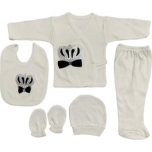 Mdrandy O Bebe Erkek Taşlı 5li Hastane Çıkışı Zıbın Set Ilacivert