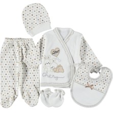 Mdrandy 0-3 Aylık 5 Li Tavşan Nakışlı Zıbın Seti Hastane Çıkış Seti %100 Pamuklu