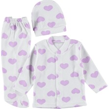 Mdrandy Raporlu Kalp Baskılı Kız Takım 3 Ay %100 Pamuklu,raporlu,kaliteli Bebek Seti