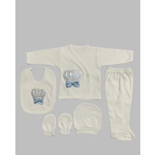 Mdrandy O Bebe Erkek Taşlı 5li Hastane Çıkışı Zıbın Set Mavi