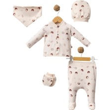 Mdrandy Organik Coconut Baskı 5’li Set Takım 0-3 Ay Zıbın Seti Hastane Çıkışı