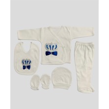 Mdrandy O Bebe Erkek Taşlı 5li Hastane Çıkışı Zıbın Set Indigo