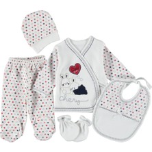 Mdrandy 0-3 Aylık 5 Li Tavşan Nakışlı Zıbın Seti Hastane Çıkış Seti %100 Pamuklu