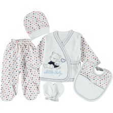 Mdrandy 0-3 Aylık 5 Li Yavrulu Ayı Nakışlı Zıbın Seti Hastane Çıkış Seti %100 Pamuklu