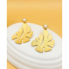 Nevoka Altın Kaplama Incili Alev Model Küpe