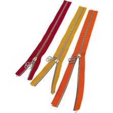 Angel Çanta Aksesuar Başlıklı Fermuar Set 30 cm Gümüş Metal (Kırmızı, Turuncu, Sarı)