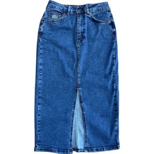 Lacoste Kadın Slim Fit Lacivert Denim Etek