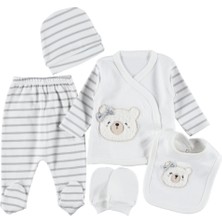 Mdrandy Kız Çizgili Ayıcık 5 Li Zıbın Seti 1/3 Ay