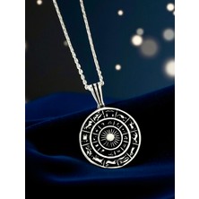 Silvari Silver Burç Çemberi  Astroloji Parlak  Unisex  Tasarım 925 Ayar Gümüş Kolye