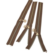 Angel Çanta Aksesuar Başlıklı Fermuar Set 30 cm Light Gold Metal Vizon 3 Adet