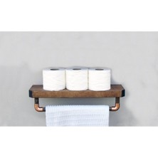 Kahverengi Ahşap Banyo Rafı, Havluluk, Şık ve Kullanışlı Tasarım
