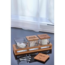 3'lü Standlı Cam Kulak Pamuğu ve Diş Ipi Kavanozu, Banyo Dekorasyonu