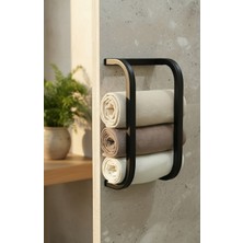 Pratik Yapışkanlı Havluluk, Modern Banyo Organizer, Siyah Metal Havlu Rafı