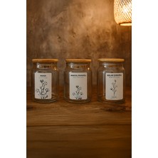 3'lü Ahşap Kapaklı Cam Saklama Kutusu, Pamuğu ve Kulak Çubuğu Organizeri