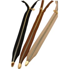 Angel Çanta Aksesuar Başlıklı Fermuar Set 45 cm Light Gold Metal 3 Adet (Bej, Taba, Siyah)