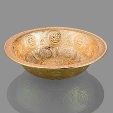 Gold Renk Yuvarlak Zamak Dekoratif Hamam Tası, Şıklık ve Kullanışlılık Sunar