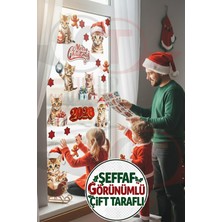 Kt Grup 2026 Yeni Yıl Şeffaf Çift Taraflı Yılbaşı Sevimli Kedicikler Kapı Dolap Pencere Sticker Seti