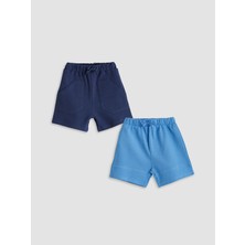 Lc Waikiki Erkek Bebek İçin Lastikli Beli Basic Şort 2'li Lacivert Renkli Konforlu Tasarım